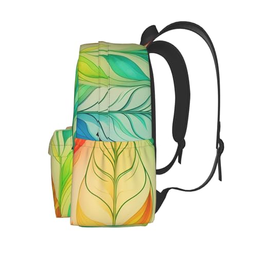 Travel Backpack for Women Men Rainbow Colors Gradient Leaf Casual Daypack Large Capacity Nurse Bag3
