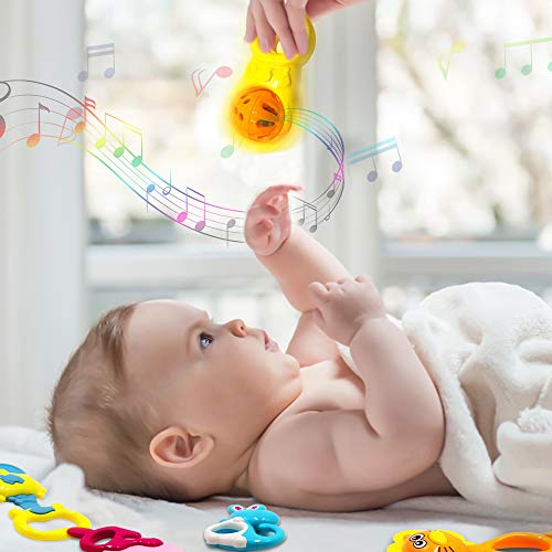 ToyerBee Baby Rattle &Teething Toys with Container,10PCS Musical&Grasping Toy Set in Various Shapes and Colors, Early Learning Toys for Little Hands,Best Gifts for 3-12 Month Newborn & Infant,BPA FREE - Thumbnail 7