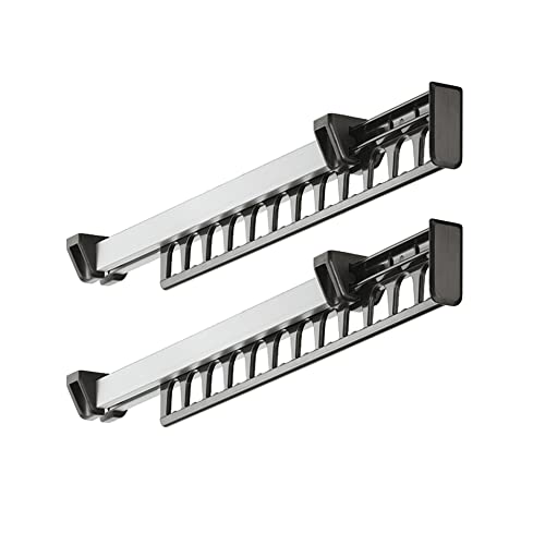 LOOTICH Ausziehbare Kleiderstange Kleiderbügel-Auszug aus Aluminium Kleiderbügelhalter für 12 Kleiderbügel Kleiderbügelauszug Kleiderauszug Länge 312mm 2 Stücke