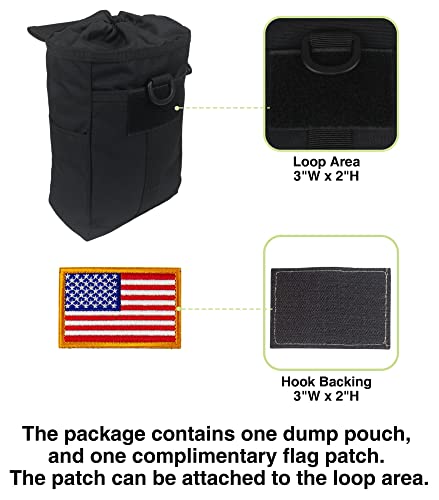 Tactical Military MOLLE Dump Pouch – Foldable Durable and Versatile Magazine Utility Waist Bag for Outdoor Enthusiasts, with 1 Flag Patch Included - Image 3