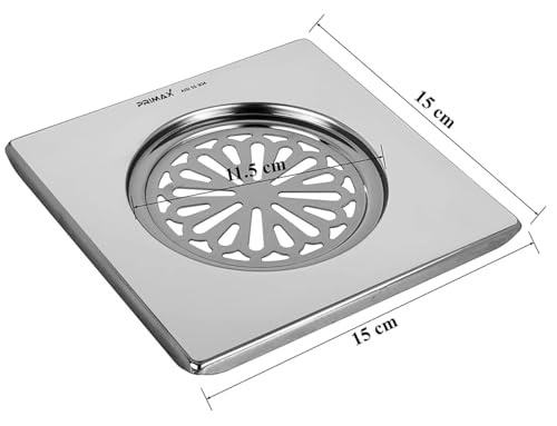 Image of Plantex (Primax) 304 Grade Stainless Steel Bathroom Drain Cover /Floor Drain /Drainage Cover /Bathroom Drain Jali - 6x6 inch (Chrome)