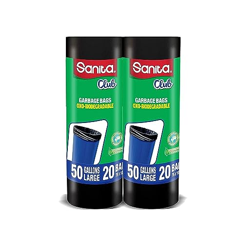 Sanita Club Garbage Bags Twin Pack Roll 50 Gallons Large 40 Bags