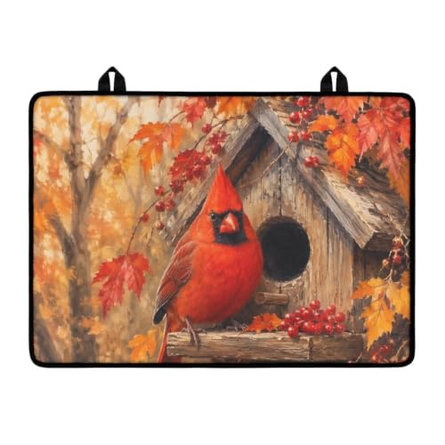 Image of Induction Stove Top Cover Protector Dustproof Flat Top Stove Cover Mat Universal Stove Top Cover for Electric Cooktop Fall Season Kitchen Decor, 29 x 21 Inch, Cardinal Leaf Berry Print