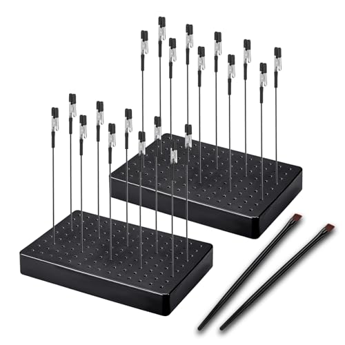 Siblaies Accesorios de modelismo, 20 soportes de colores, 2 cepillos y 2 bases. Pinzas de cocodrilo de tercera mano robustas y estables. Ideal para modelado, herramienta de aerógrafo y soldadura