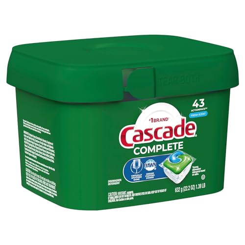 Image of Cascade Complete Dishwasher Pods, Actionpacs Dishwasher Detergent, Fresh Scent with Dawn Power, 43 Count
