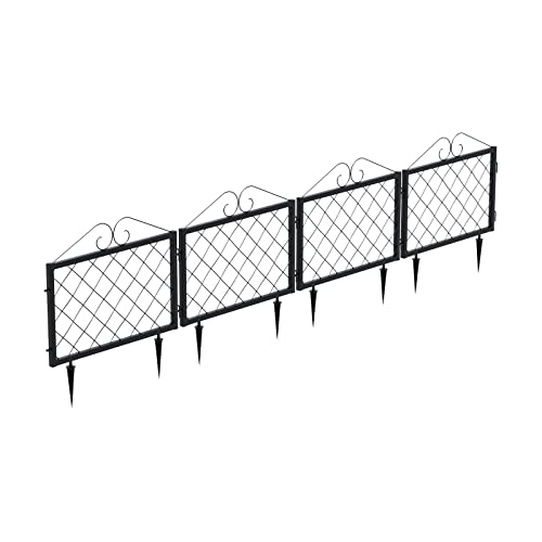 Zhongma Decorative Metal Garden Fence, Pack Of 4Pcs, Total 26" H X 97.5"L #TOP6
