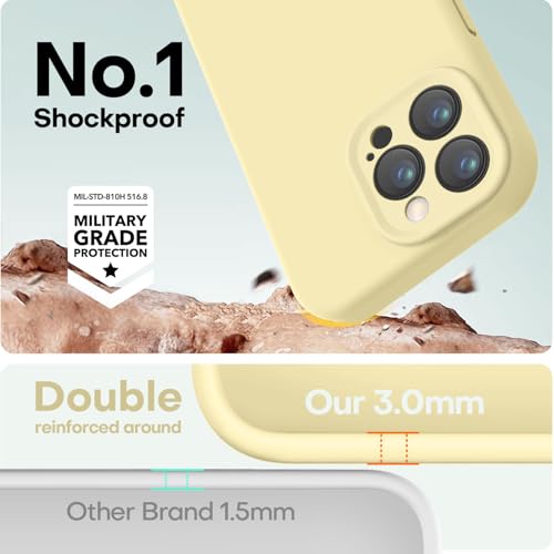 Image of LOVE 3000 Designed for iPhone 15 Pro Max Case, Premium Silicone with [Soft Anti-Scratch Microfiber Lining] Shockproof Protective Phone Case for Men Women Girls 6.7 inch, Creamy Yellow