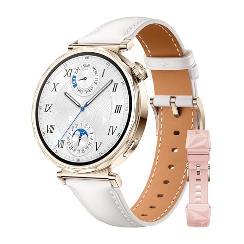 HUAWEI Watch GT 5 41mm Cuero Blanco + Correa de Fluoroelastómero EasyFit 3 Rosa Cristal