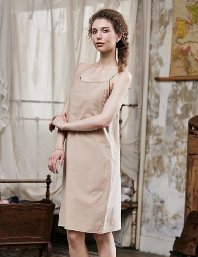 100% Cotton Slip for Women Under Dresses with Adjustable Spaghetti Strap Crewneck Nightwear2