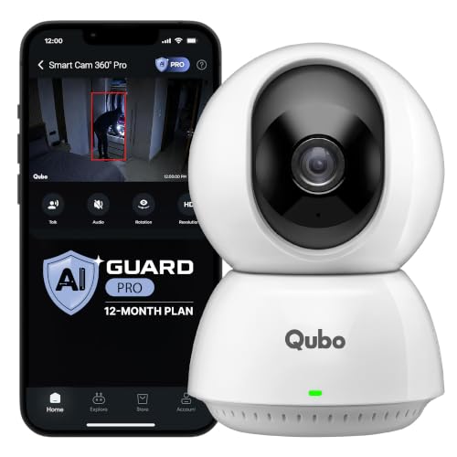 Image of Qubo Smart Cam 360 4MP by Hero Group | AI Guard Pro (12-Month Plan) | Cloud Backup | AI-Person Detection | Intruder Alarm | Color Night Vision | Records Directly on Cloud | No SD Card Required