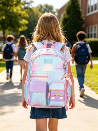 Image of Kids Backpack for Girls.Girls Backpack,School Bag for Kids.GirlsTeens Middle Student,Kawaii Children's Book Bag Blue