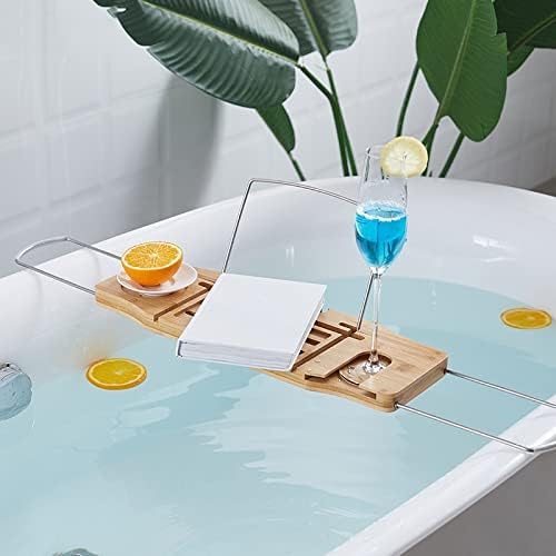 Bath Tub Tray Spa Bathtub Book Wine Tablet Holder Reading Rack Multi-Function Bathroom Accessories image 4