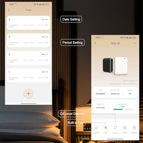 Difusor aromático eléctrico Oscentpro 350ml Bluetooth miniatura 4