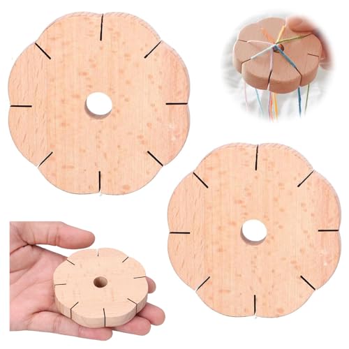 Funngy Disco Kumihimo 8 Ranuras,2 PCS Disco de Tejer Redondo Redondo de Madera para Hacer Pulseras Herramienta de Tejido Trenzado y Elaboración de Cordón para Manualidades DIY y Bisutería