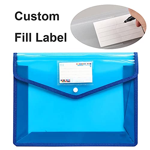 Yoeejob Plastic File Folders Legal Size 2 Pcs, Expandable Document Folder With Snap Button Closure, B4 Expanding File Wallet Envelopes Pouch With Label Pocket, Blue #TOP3