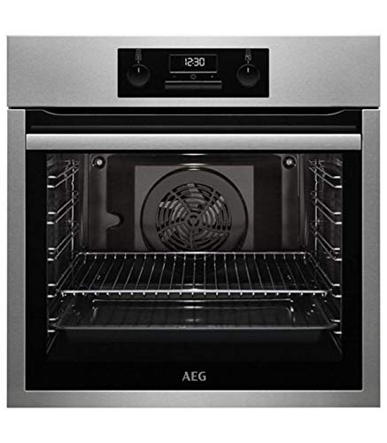 AEG BES331111M Horno Multifunción con Función Limpieza AquaClean, 9 funciones, Cocción Uniforme, Ventilador XXL, Reloj Electrónico + Mandos, Antihuellas, Bandeja XXL, Inox, Clase A, 72 Litros