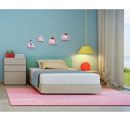 Veluckin Small Floating Shelves Mini Cloud Shelves Hanging Display 6 Inch Wall Shelf For Bathroom Livingroom Bedroom,3 Pack,With 2 Types Of Installation, Pink, 6"D X 3"W X 3.5"H #TOP1