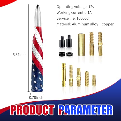 Yumfugu YUM25 1 Pc Car American Flag Bullet Antenna thumb #1