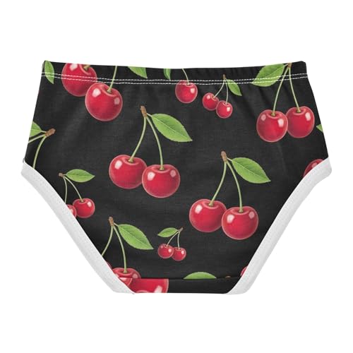 Toddler Girls Underwear 2t Cotton Little Girl Panties Colorful Briefs Underpants Bright Red Cherries Leaves Black2
