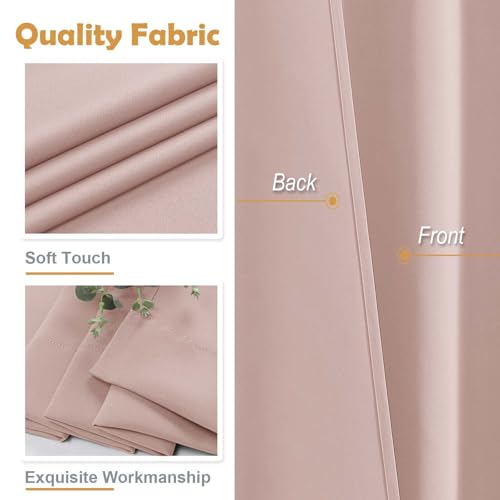Image of Aiyufeng Blush Blackout Curtains, 2 Panels Set, 40 inchW x 72 inchL, Modern, Contemporary Style, Pinch Pleat Top, Blackout, Thermal Insulated, Polyester, Bedroom, Machine Washable