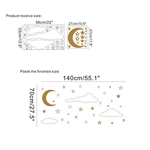 Vinilos decorativos 3D nubes luna y estrellas blanco miniatura 6