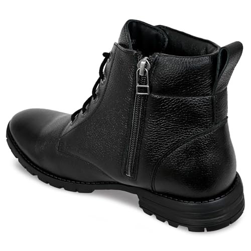 Image of Allen Cooper Genuine Premium Leather Luxury Memory Foam High-Top Boots Shoes For Men(ACCS-823,Black,Size-6,7,8,9,10,11)