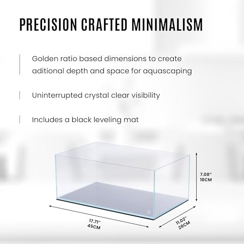 Image of UNS Ultra Clear Rimless Tank - 5.9GAL | 22.6L - 17.71x11.02x7.08 | 45x28x18 CM, 5mm Glass Thickness, Leveling Mat Included - Low Iron, High Clarity Fish Tank w / 45 Mitered Edge - [45S]