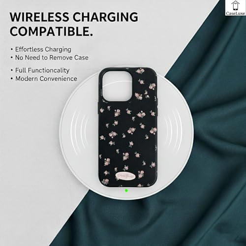 Image of Floral Pattern Phone Case Back Cover Compatible with iPhone 15 Elegant Small Flower Soft Texture Protective Case for Women and Girls-White-Black