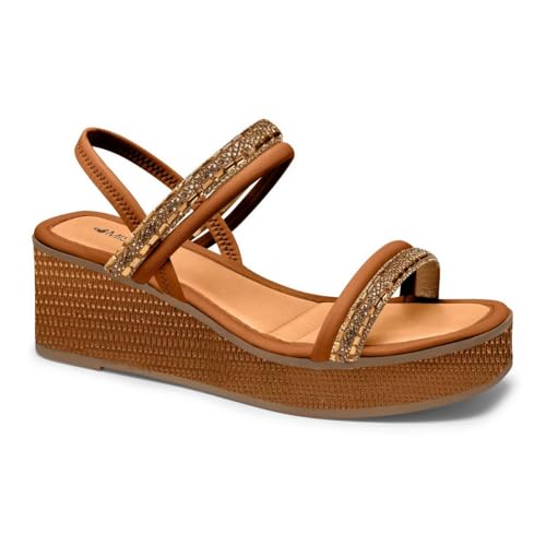 Sandália Salto Anabela Mississipi Brilho Calce Facil ME671