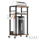 YMYNY Supporto per Stampante a 3 Livelli, Supporto per Carta Sminuzzata Carrello, Porta Stampante Mobile di Organizzazione, su Ruote con Ripiano Regolabile, per Ufficio, 44×30×82CM Marrone HPT002H
