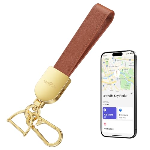 Apple Find My Leather Keychain with GPS Tracker, Brown