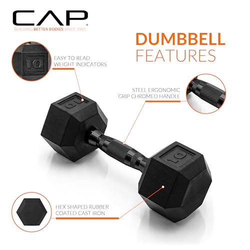 CAP 50 lbs Coated Dumbbell Set with Black handle, 10LBx2, 15lbx2 by CAP - Image 2