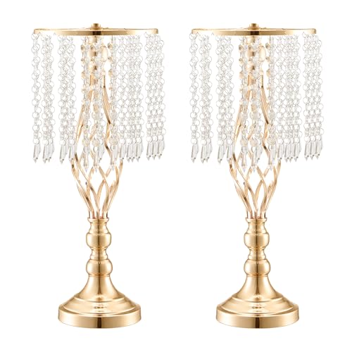 VEVOR Metal Wedding Centerpiece Gold Crystal 12PCS 49cm/19.3