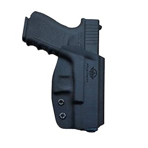 OWB Kydex Holster Fit: Glock 17 19 19x 44 45 26 (Gen 1-5) / Glock 22 23 25 27 31 32 33 30s (Gen 3-4) – Outside Waistband Carry 1.5-2 Inch Belt Clip – Adj. Width Height Retention Cant, Entrance Widened