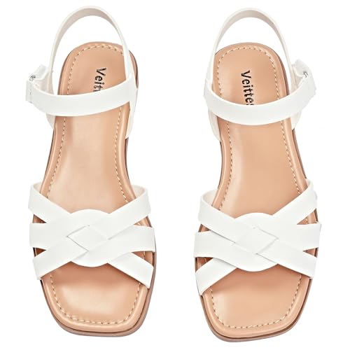 Ataiwee Womens Flat Slide Sandals - Casual Braided Strappy Flat Sandals Summer Shoes.(2307022 WT/PU 41)