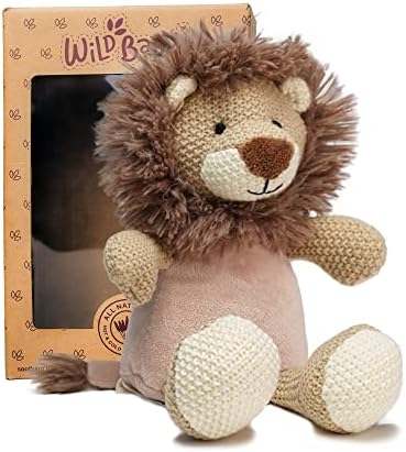 WILD BABY Lion Stuffed Animal - Heatable Microwaveable Plush Pal with Aromatherapy Lavender Scent for Babies and Kids - Stuffed Lion Plush 12"