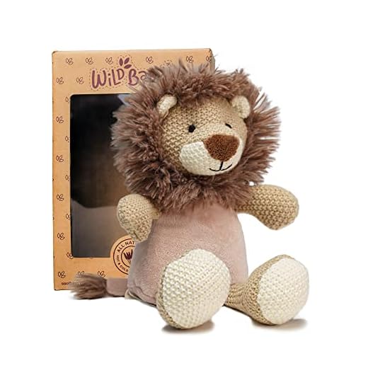 WILD BABY Lion Stuffed Animal - Heatable Microwavable Plush Pal with Aromatherapy Lavender Scent for Kids - 12"