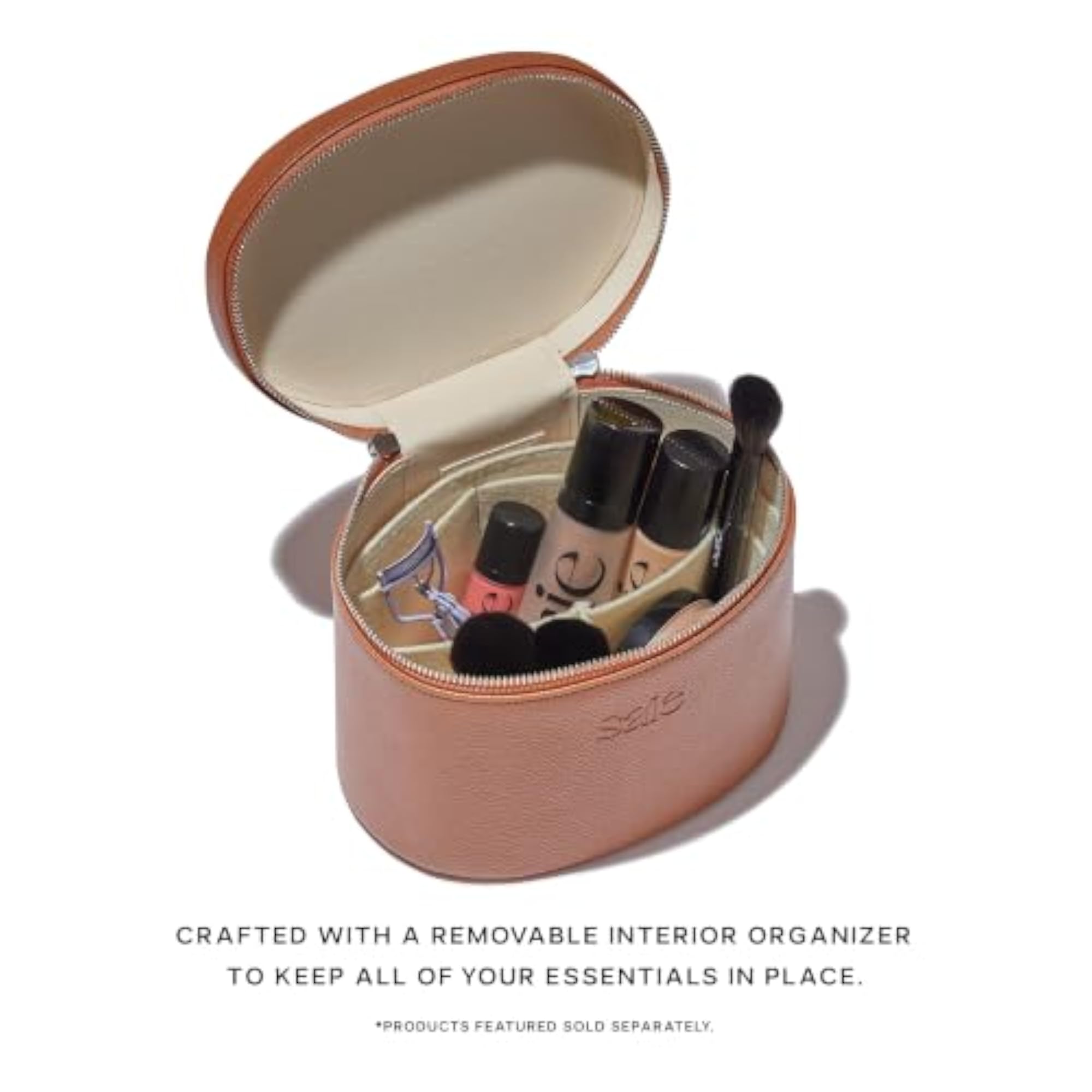 Vegan Leather Makeup Bag with Removable Organizer