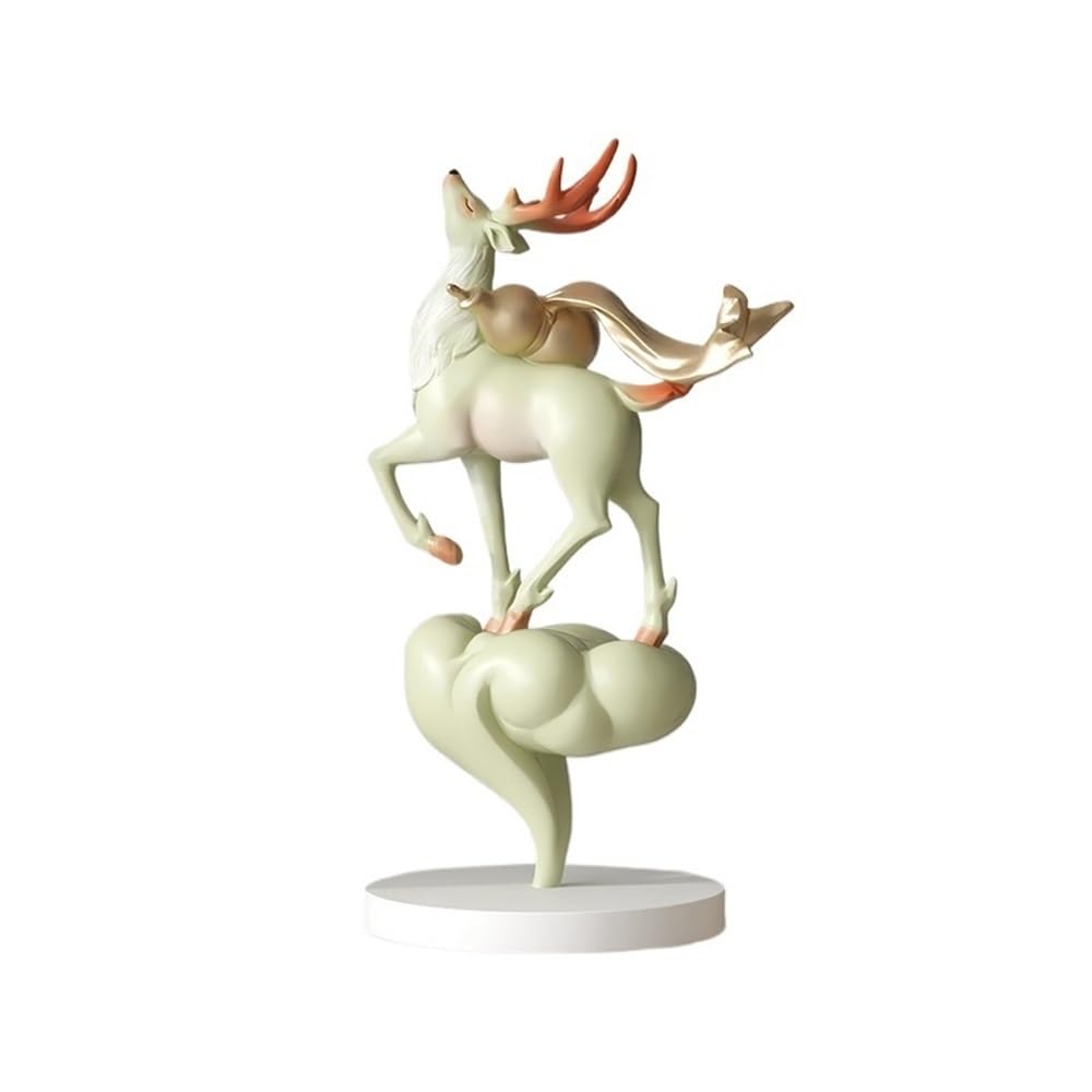 Zeny896v Green Sculptures Light Luxury Deer Shape Desktop Ornaments Home Living Room Tv Cabinet Decorations Housewarming Gift Decor(Green)