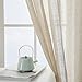 Demetex Beige Linen Sheer Curtains 63 inch Length Natrual Linen Semi Curtains Window Curtain Panels for Bedroom Lving Room Patio Windows, Set of 2, 54 x 63 inches Long, Beige