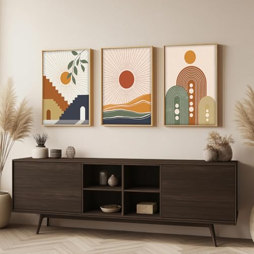 Image of BANGERZ Wall Art Painting Boho Artwork Living Room and Bedroom Frames Decor, Office and Framed Hotel Decoration Big Size Set of 3 (Artwork 3, 13x19 inch)