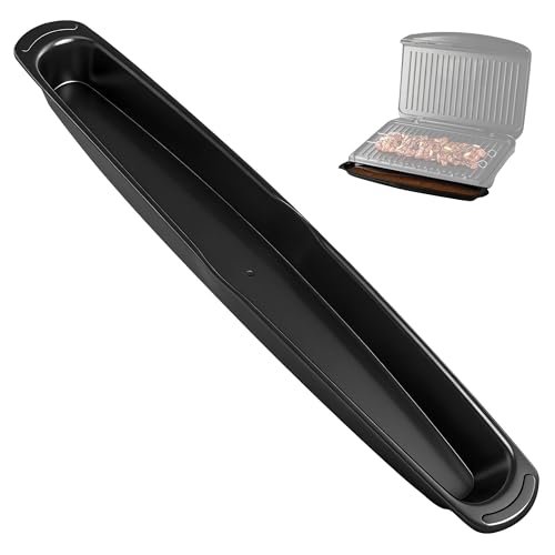 FancyTark 14.5 Long Grill Oil Grease Catcher Drip Tray Pan for George Foreman Grill Replacement for Family Size Grills High-Temperature Easy to Clean Black