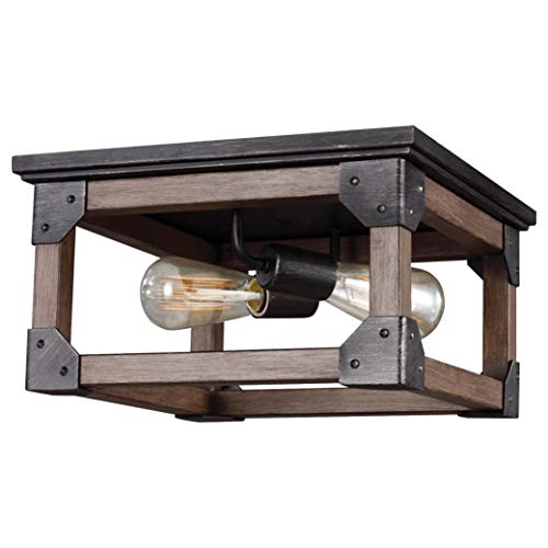 Sea Gull Lighting 7513302-846 Dunning Two Flush Mount Ceiling Light Fixture, Stardust/Cerused Oak Finish