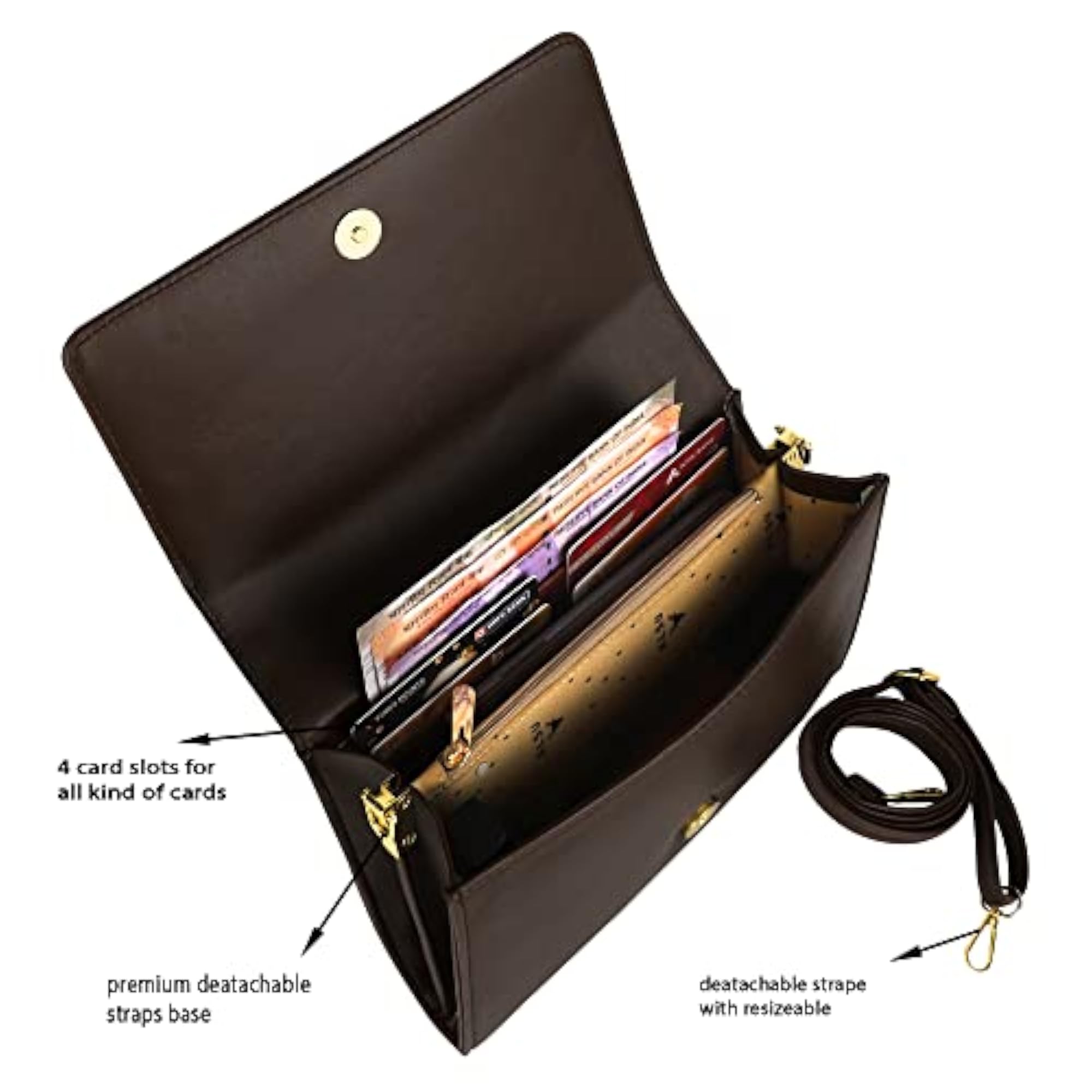 Women's Brown Trendy Sling Bag with Detachable Straps