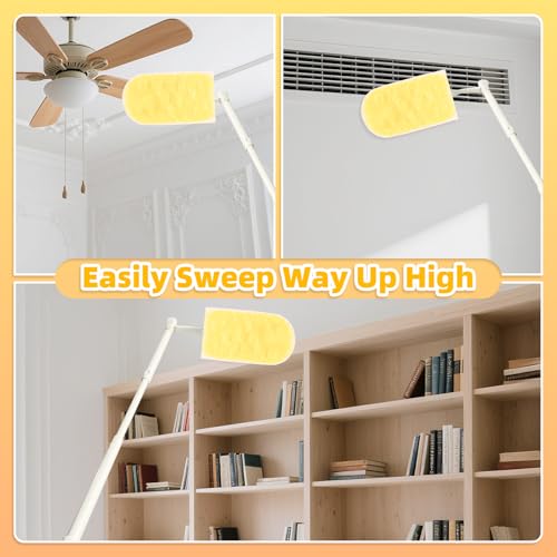 Image of Heavy Duty Dusters Refills, Disposable Dusters Kit Compatible with Handles, Multisurface Dusters+1 Extended Handle +1 Handle (Yellow, 360)