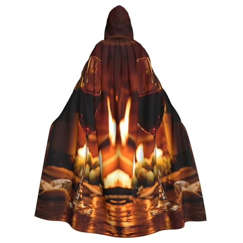 EnkzpoHen Capa con capucha con estampado de vino tinto, unisex, Halloween, bailes de máscaras, cosplay