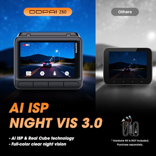 Image of DDPAI 4K Dash Cam Front and Rear, Built-in 32G eMMC Dual Dash Car Camera,64GB Card Included Dashcam,Night Vision Dash Camera,5GHz WiFi, 7 Days Parking Mode,GPS,3 inch IPS, ADAS, WDR, Support 512GB,Z60