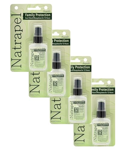 Natrapel Tick & Insect Repellent Pump - Bug Spray with 20% Picaridin - Family Protection Against Mosquitoes Ticks & More - Up to 12 Hours of Protection - 1 oz (4 Pack)