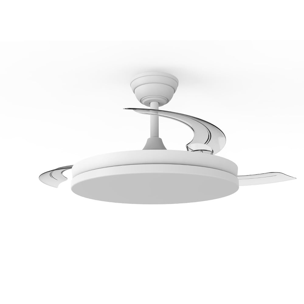 wonderlamp - Ventilador de Techo ultra silencioso, 7 velocidades, LED Verno Eco Blanco, Aspas Retráctiles, Motor DC, CCT Regulable 3000K-6000K, Mando, Función Noche, Verano Invierno, Ø106 cm