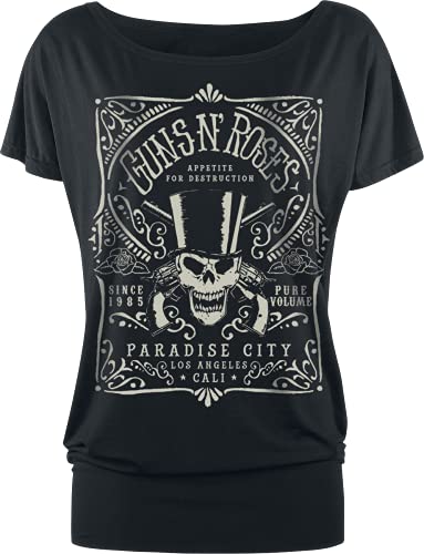 Guns N’ Roses Étiquette Paradise City Femme T-Shirt Manches Courtes Noir Large - Les Beatles, Paul McCartney, John Lennon, RIngo Starr, George Harrison Guns N' Roses Étiquette Paradise City Femme T-Shirt Manches Courtes Noir Large – Image 4